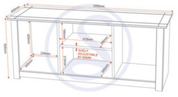 Seconique Panama 2 Door 1 Shelf Flat Screen Tv Unit In White And Natural Wax Finish - thumbnail 4