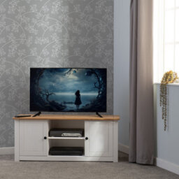 Seconique Panama 2 Door 1 Shelf Flat Screen Tv Unit In White And Natural Wax Finish - thumbnail 2