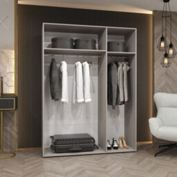 Arte Piano Ii 150Cm Oak Walnut Hinged Wardrobe With Centre Mirror Door - thumbnail 3
