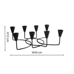 Ivyline Black Circular 8 Pc Candle Holder H12Cm W34Cm - thumbnail 5