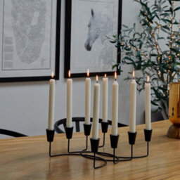 Ivyline Black Circular 8 Pc Candle Holder H12Cm W34Cm - thumbnail 2