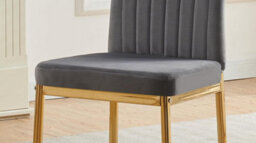 Furnizone UK Set Of 2 Dining Chairs - Glitz Modern Dining Chairs - Grey Velvet Gold Legs Dining Chairs - Kitchen Dining Room Chairs - thumbnail 2