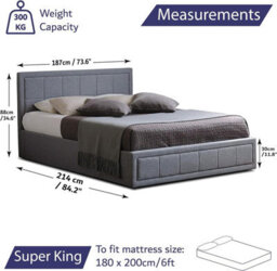 Home Treats Super King Grey Ottoman Storage Bed Frame Gas Lifting - thumbnail 5