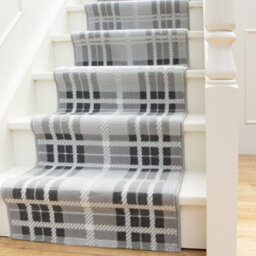 Loomed Grey Tartan Cut To Measure Stair Carpet Runner 60Cm Wide (2Ft W X 6Ft L)