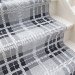 Loomed Grey Tartan Cut To Measure Stair Carpet Runner 60Cm Wide (2Ft W X 6Ft L) - thumbnail 3