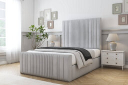 "Sloomy Kingsley Silver Naples Bed Frame With Mattress With 50"" Upholstered Headboard 4'6 Double" - thumbnail 2