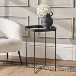 Pacific Lifestyle Voss Mirrored Glass And Black Wood Veneer Side Table - thumbnail 1