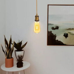 Yellow Brass Ceiling Light Fitting Gold Round 2M E27 Lamp Holder Suspended Pendant Light Fitting Kit For Indoor Lightings - thumbnail 4