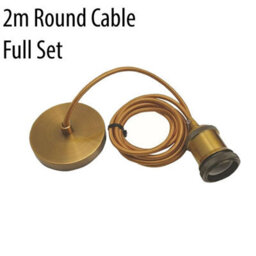 Yellow Brass Ceiling Light Fitting Gold Round 2M E27 Lamp Holder Suspended Pendant Light Fitting Kit For Indoor Lightings - thumbnail 1
