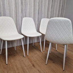 Kosy Koala 4 Dining Chairs White Chairs Stitched Leather Chairs, Living Kitchen Room Chairs
