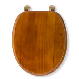 Croydex Antique Pine Effect Solid Wood Toilet Seat With Brass Hinges - thumbnail 1