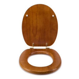 Croydex Antique Pine Effect Solid Wood Toilet Seat With Brass Hinges - thumbnail 2