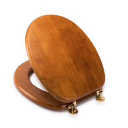 Croydex Antique Pine Effect Solid Wood Toilet Seat With Brass Hinges - thumbnail 3