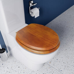 Croydex Antique Pine Effect Solid Wood Toilet Seat With Brass Hinges - thumbnail 6