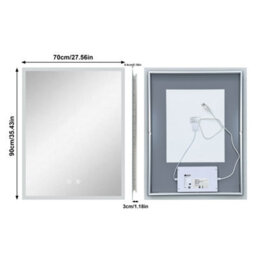 Luvodi 700X900mm Backlit Led Bathroom Mirrors, Anti-Fog, 3 Colors Light, Dimmable Smart Makeup Mirror With Touch Switch - thumbnail 2