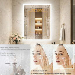 Luvodi 700X900mm Backlit Led Bathroom Mirrors, Anti-Fog, 3 Colors Light, Dimmable Smart Makeup Mirror With Touch Switch - thumbnail 6