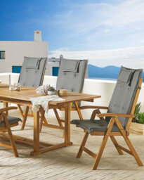 Beliani Set Of 6 Garden Chairs With Cushions Java Acacia Wood Graphite Grey - thumbnail 2