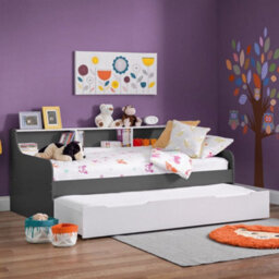 Grace Grey Wooden Day Bed With Guest Bed Trundle Frame Only - 3Ft Single
