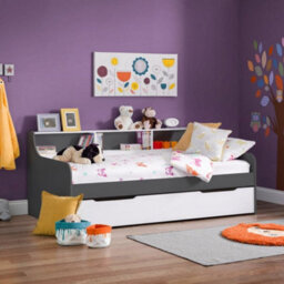 Grace Grey Wooden Day Bed With Guest Bed Trundle Frame Only - 3Ft Single - thumbnail 2