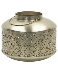 Beliani Gold Iron Lantern 22 Cm - Perforated Pillar Candle Holder For Indoor Home Decor - thumbnail 3