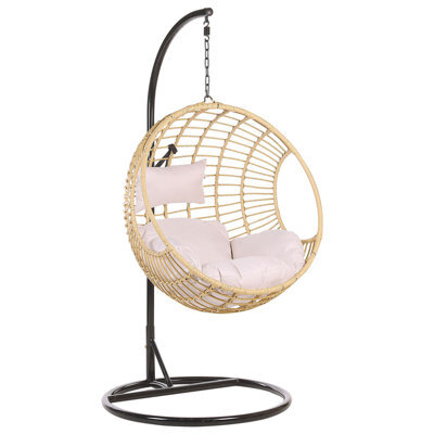 Beliani Hanging Chair With Stand Aspio Pe Rattan Natural - image 1