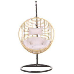 Beliani Hanging Chair With Stand Aspio Pe Rattan Natural - thumbnail 5