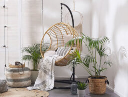 Beliani Hanging Chair With Stand Aspio Pe Rattan Natural - thumbnail 4