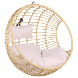 Beliani Hanging Chair With Stand Aspio Pe Rattan Natural - thumbnail 6