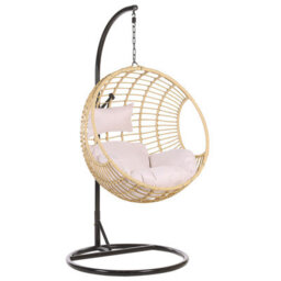 Beliani Hanging Chair With Stand Aspio Pe Rattan Natural