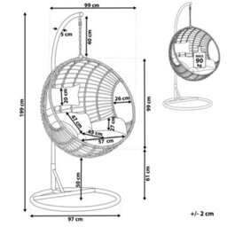Beliani Hanging Chair With Stand Aspio Pe Rattan Natural - thumbnail 3