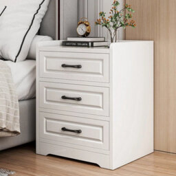 3 Drawers Bedside Cabinet Classic  Nightstand - Wooden Bedroom Storage Furniture - thumbnail 5