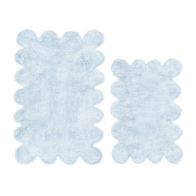 Allure Bath Fashions Two Piece Scallop Bath Mat Set - Baby Blue - image 1