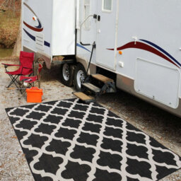 The Rugs Ecology Collection Outdoor Patio Garden Rug Black Trellis Design Weatherproof Jet Washable 400Bl - thumbnail 8