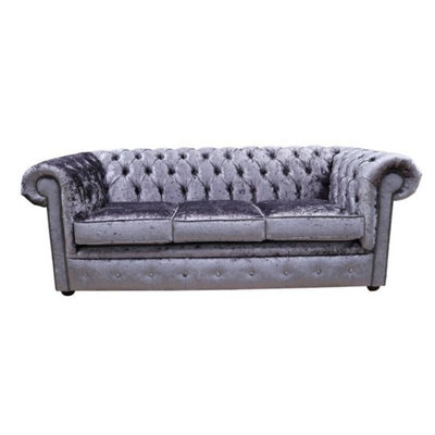 Chesterfield Handmade 3 Seater Sofa Settee Senso Fondant Blue Velvet Fabric In Classic Style - image 1