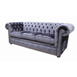 Chesterfield Handmade 3 Seater Sofa Settee Senso Fondant Blue Velvet Fabric In Classic Style - thumbnail 3