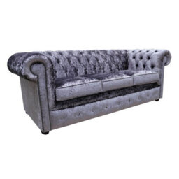 Chesterfield Handmade 3 Seater Sofa Settee Senso Fondant Blue Velvet Fabric In Classic Style - thumbnail 2