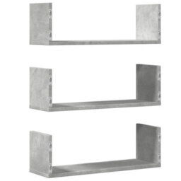 Berkfield Wall Shelves 3 Pcs Concrete Grey 58X18X18 Cm Engineered Wood - thumbnail 6