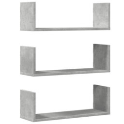 Berkfield Wall Shelves 3 Pcs Concrete Grey 58X18X18 Cm Engineered Wood - thumbnail 2
