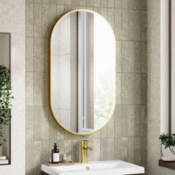Hudson Reed Columba Oval Led Touch Sensor Inset Framed Mirror With Demister, Brushed Brass, 800 X 500 mm - thumbnail 2