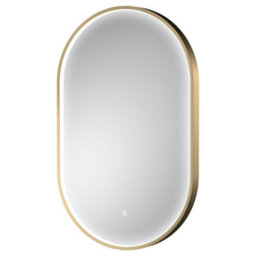 Hudson Reed Columba Oval Led Touch Sensor Inset Framed Mirror With Demister, Brushed Brass, 800 X 500 mm - thumbnail 3