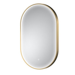 Hudson Reed Columba Oval Led Touch Sensor Inset Framed Mirror With Demister, Brushed Brass, 800 X 500 mm - thumbnail 1