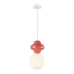 Luminosa Lighting Luminosa Latera Large Slim Pendant Ceiling Light Dark Red, Matt White - thumbnail 2