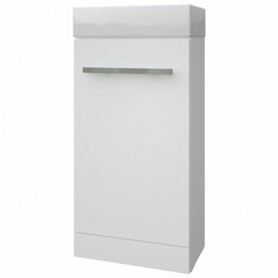 Clifton Bathroom Floor Standing Cloakroom Vanity Unit With Basin 400mm Wide - White  - Brassware Not Included - image 1