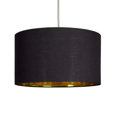 Valuelights Reni Black & Gold Inner Drum Ceiling Lamp Shade (D)35Cm - image 1