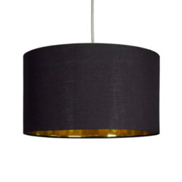 Valuelights Reni Black & Gold Inner Drum Ceiling Lamp Shade (D)35Cm