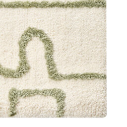 Wyld And Coco 60 X 90Cm Beige And Soft Green Raised Geometric Bath Mat, Fluffy Polyester With Cotton Backing - thumbnail 6