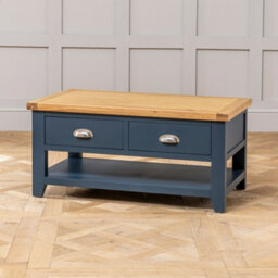 The Furniture Market Westbury Blue Painted 2 Drawer Coffee Table With Shelf - thumbnail 5