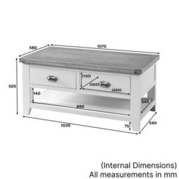 The Furniture Market Westbury Blue Painted 2 Drawer Coffee Table With Shelf - thumbnail 9