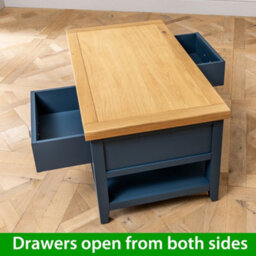 The Furniture Market Westbury Blue Painted 2 Drawer Coffee Table With Shelf - thumbnail 7