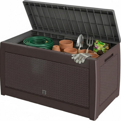 Casaria Storage Box 310L Rattan Effect Garden Chest, Brown, 119X48X60Cm - image 1